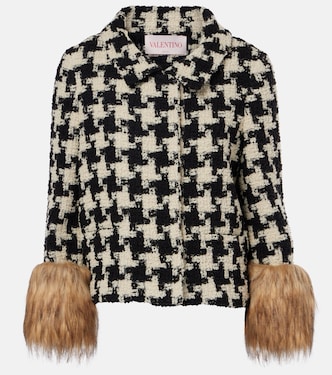 Jacke Marco Pied De Poule aus Tweed mit Faux Fur | Valentino