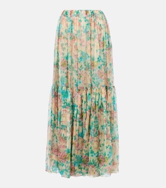 Floral silk mousseline maxi skirt | Chloé
