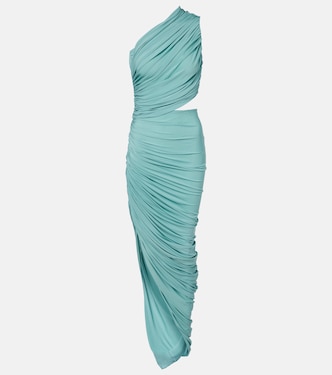 Vestido midi asimétrico de jersey fruncido | Alaïa
