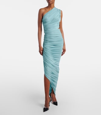 Vestido midi asimétrico de jersey fruncido | Alaïa