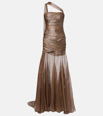 Marimar one-shoulder silk bustier gown | Maria Lucia Hohan