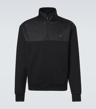 Cotton-blend fleece half-zip sweatshirt | Prada