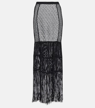 Crochet-knit fringe-trimmed maxi skirt | Khaite