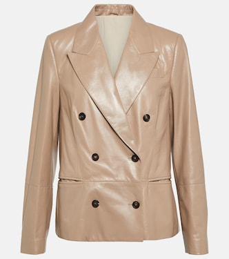Blazer doppiopetto in pelle | Brunello Cucinelli