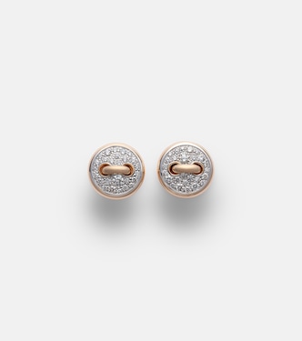 Orecchini Pom Pom Dot in oro rosa 18kt rodiato con diamanti | Pomellato