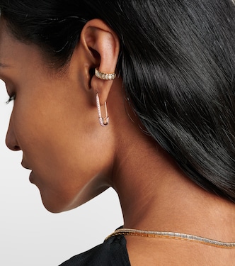 Boucle d'oreille unique Safety Pin en or rose 18 ct et saphirs | Anita Ko