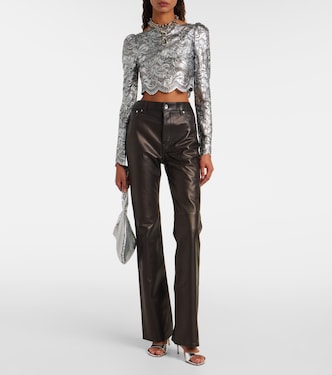 Pantalones flared de piel | Rabanne