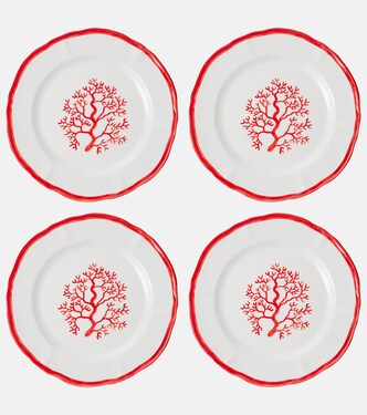 Coral set of 4 ceramic dinner plates | Les-Ottomans