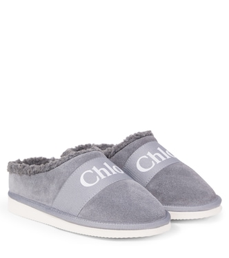 Logo suede slippers | Chloé Kids