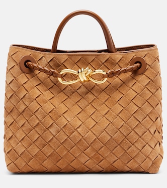 Andiamo Intrecciato Small suede tote bag | Bottega Veneta