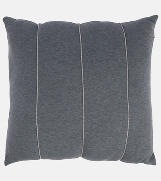 Embellished cotton cushion | Brunello Cucinelli