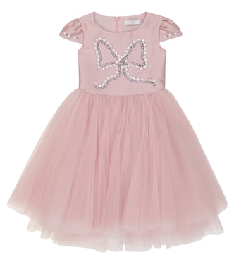 Embellished mikado and tulle dress | Monnalisa