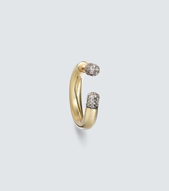 Tube Small 14kt gold single earring with diamonds | Rainbow K