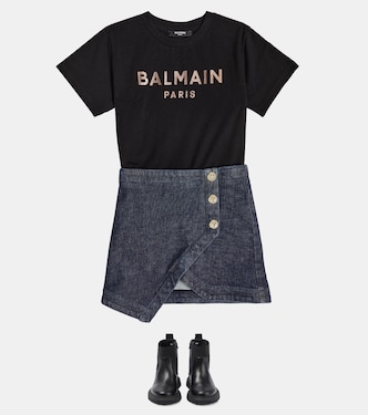 Camiseta en jersey de algodón con logo | Balmain Kids