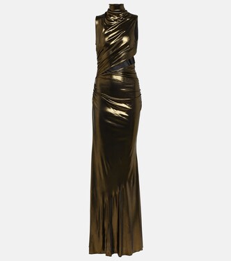 Cutout ruched metallic gown | Blumarine