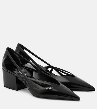 55 cutout brushed leather pumps | Prada