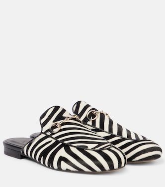Mules in cavallino con stampa zebrata | Gucci