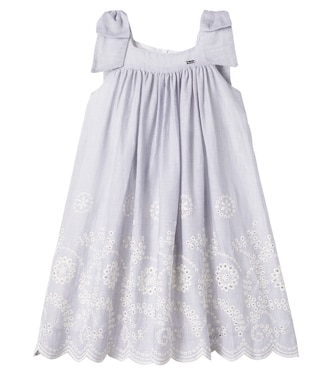 Bow-detail broderie anglaise cotton dress  | Patachou