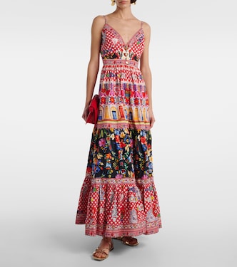 Printed tiered cotton maxi dress | Camilla