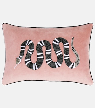Coussin brodé en velours de coton | Les-Ottomans