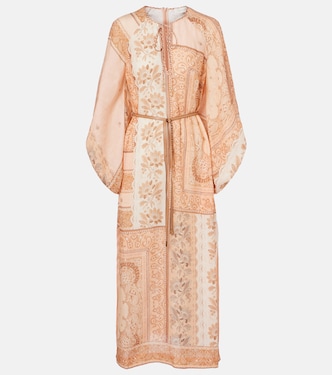 Lucky printed linen midi dress | Zimmermann