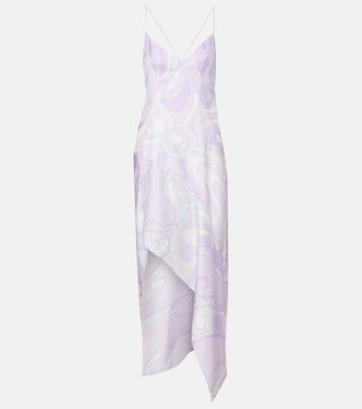 Abito lungo asimmetrico Marmo in twill di seta | Pucci