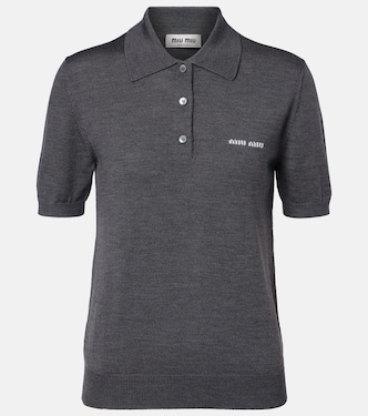 Logo wool polo sweater | Miu Miu