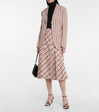Gonna midi a quadri in lana | Prada