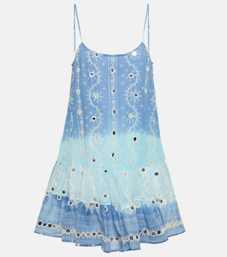Cotton embroidered tie-dye minidress | Juliet Dunn