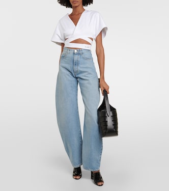 Top cropped in jersey di cotone con logo | Alaïa