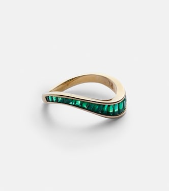 Bague Wave en or 9 ct et émeraudes | Rainbow K