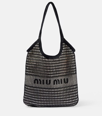 Borsa in crochet con pelle e logo | Miu Miu