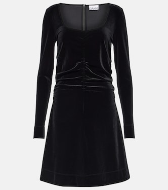 Ruched velvet minidress | Ganni