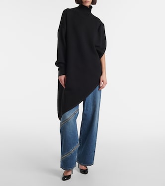 Jersey asimétrico de lana con capa | Alaïa