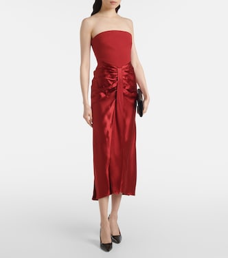Wayfaring ruched ponte and satin gown | Staud
