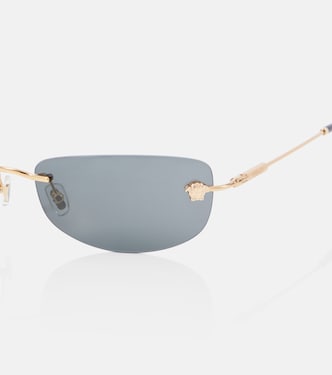 Damier Plaque rectangular sunglasses | Versace