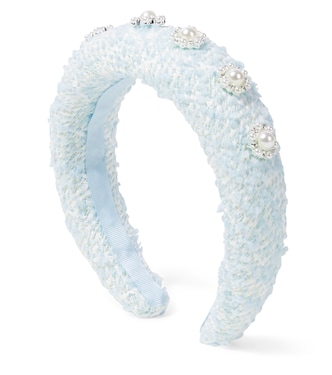 Faux pearl-embellished tweed headband | Self-Portrait Kids