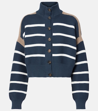 Cardigan in cotone a righe | Brunello Cucinelli