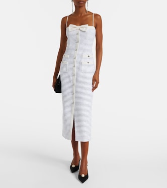Bow-detail striped tweed midi dress | Alessandra Rich