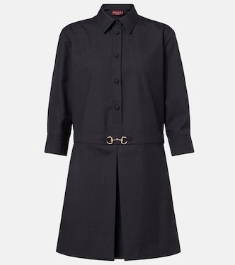 Vestido camisero de lana con Horsebit | Gucci