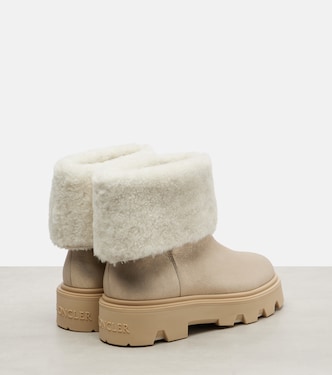 Aurea shearling-trimmed leather ankle boots | Moncler