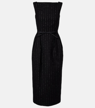 Pinstripe wool lamé midi dress | Erdem