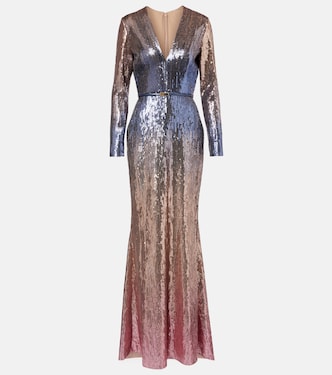 Ombré sequined belted gown | Elie Saab