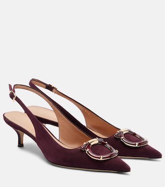 Sara 40 Gancini suede slingback pumps | Ferragamo