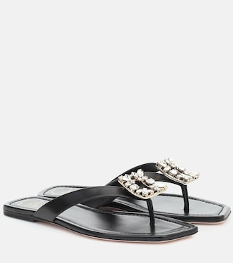 Sandali infradito in pelle con cristalli | Roger Vivier