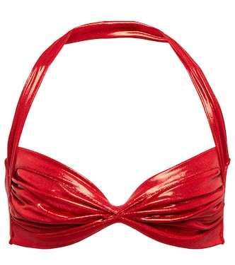 Bill shirred lamé bikini top | Norma Kamali