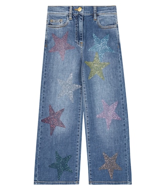 Embellished wide-leg jeans | Monnalisa