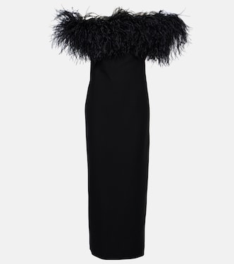 Robe longue en Crêpe Couture à plumes | Valentino