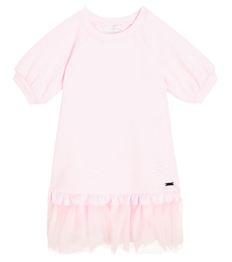 Jersey tulle-trimmed dress | Monnalisa