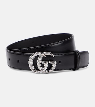 Cintura GG Marmont in pelle con cristalli | Gucci